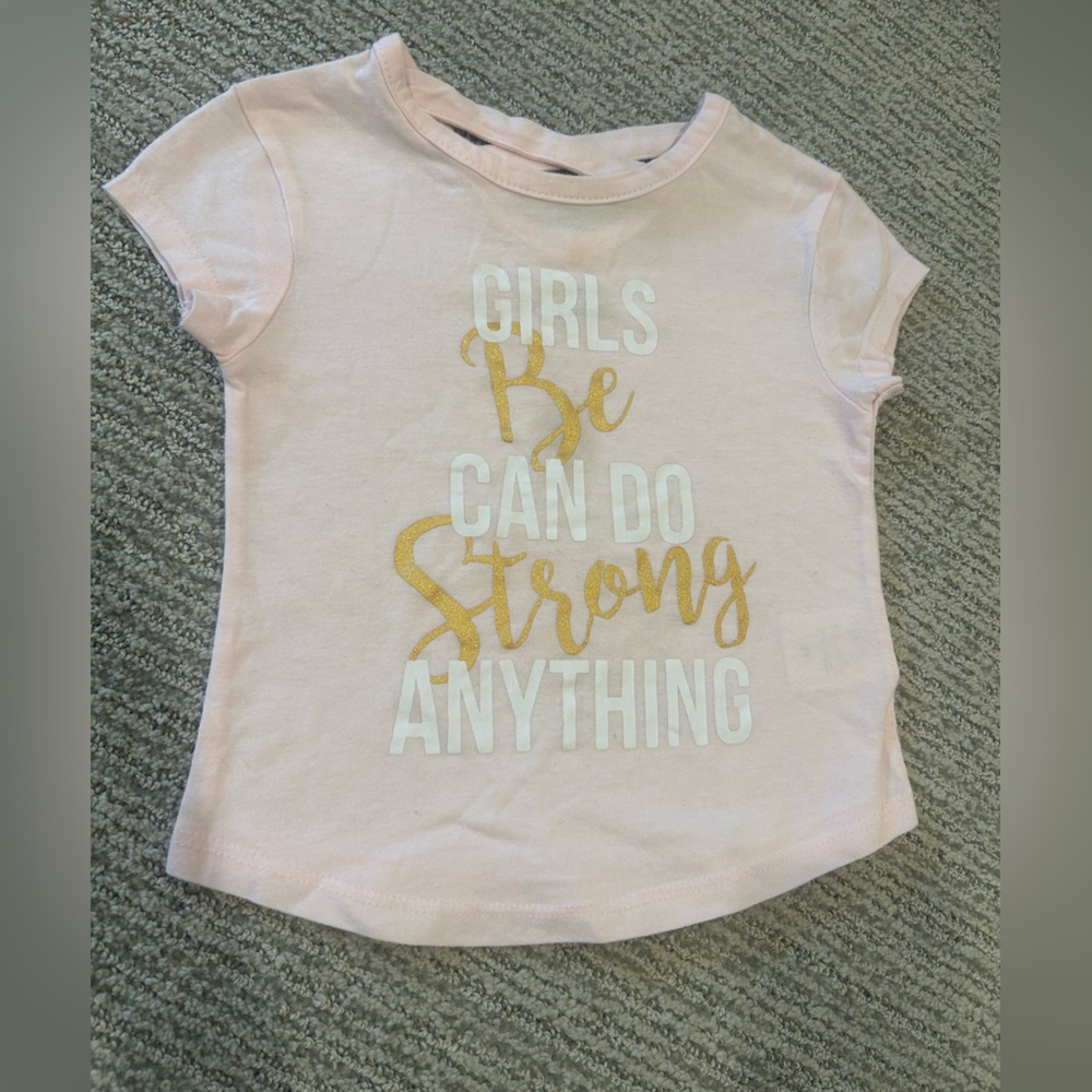 Kids Pink Graphic T shirt with Gold Accent